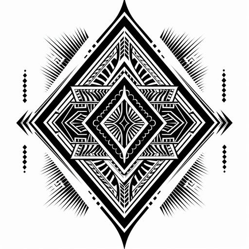Bold geometric tattoo pattern with tribal influence
