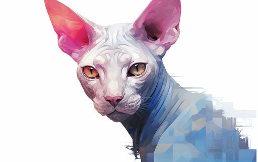 Hairless cat, light maroon and blue marbling