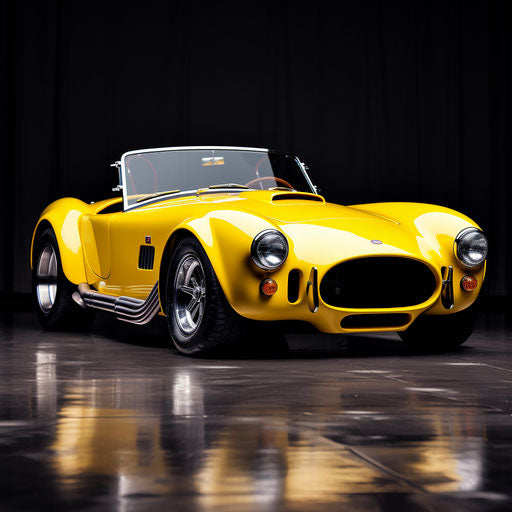 Bright yellow AC Shelby Cobra sports car