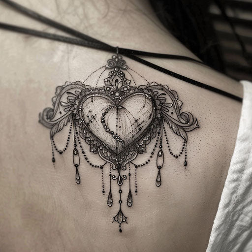 Crying heart with delicate lace adornments