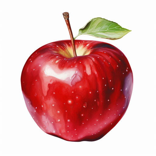 Red apple clipart in the style of Oil painting, on a white background