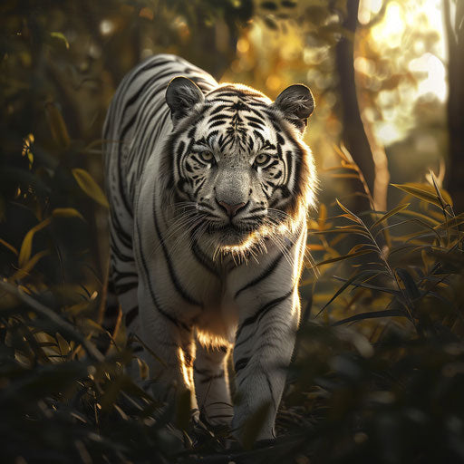 White tiger in a peaceful clearing