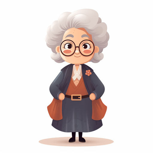 Minimalist style grandmother clipart, on white background