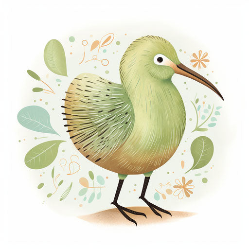 Kiwi clipart in the style of Pastel Colors Art, on a white background