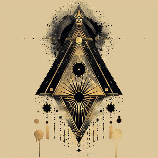 Elegant sketch of a pyramid tattoo with art deco elements