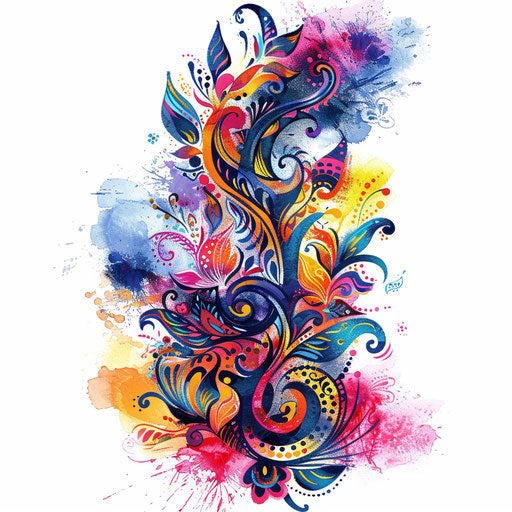 Expressionist tattoo sketch of a Mehndi pattern