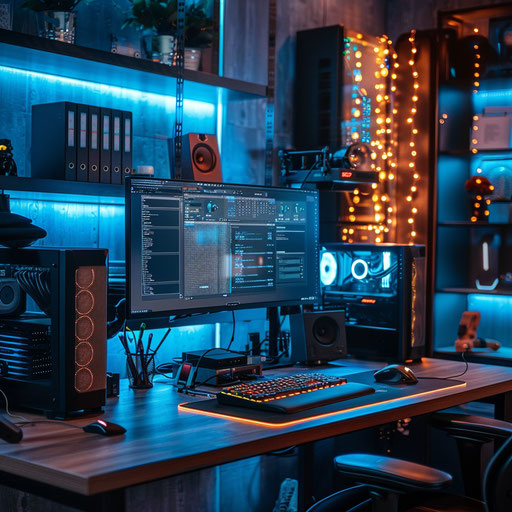 Home office with secure network and cybersecurity measures