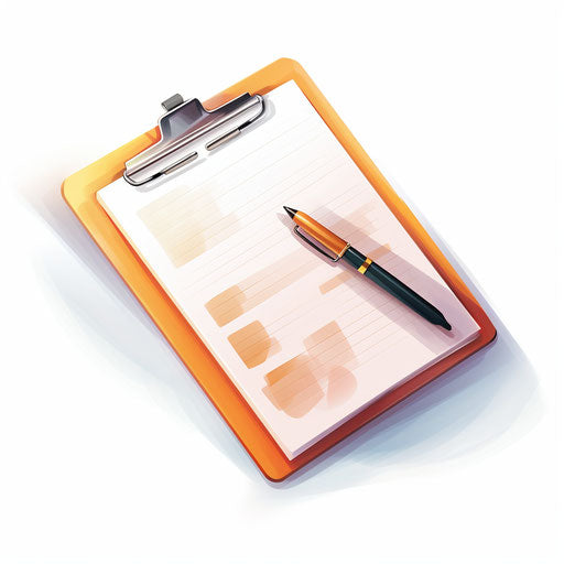 Checklist clipart in the style of Impressionistic Art, on a white background