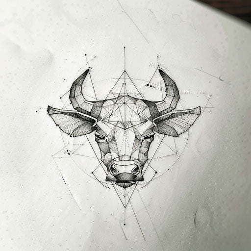 Minimalistic tattoo sketch of Taurus constellation in geometry