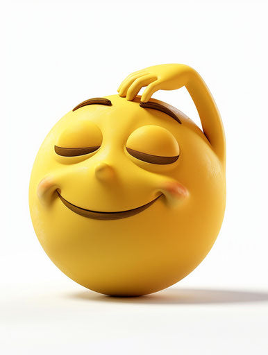 Yellow emoji thinking hand on forehead white background high quality 3D Pixar Disney