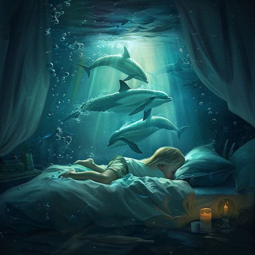 Child's dream: swimming with dolphins