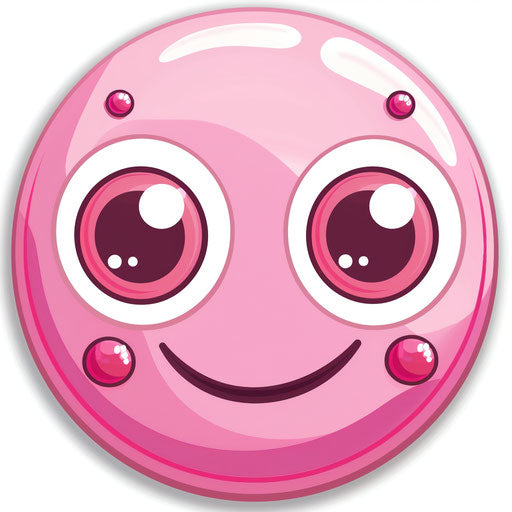 Cute pink ball head with big eyes and smile