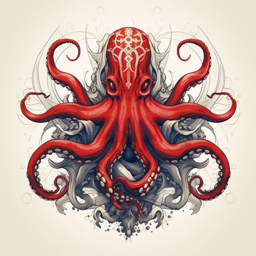 Octopus and tentacles tattoo design, occultist style