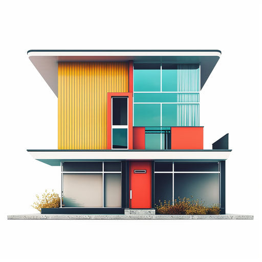Realistic house clipart on flat colorful background