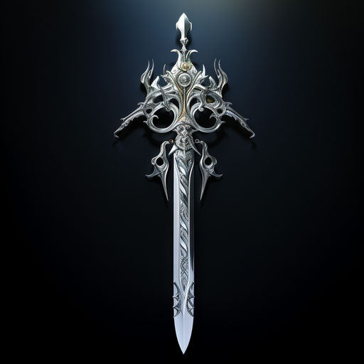 Tattoo designs for the sword in dark white and dark silver style