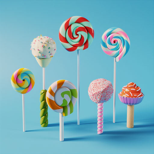 Sweets clipart in photo realistic style with blue background