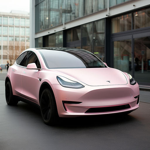 Light pink metallic electric car