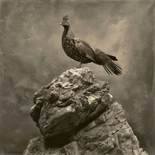 Sage grouse perched on a rocky outcrop