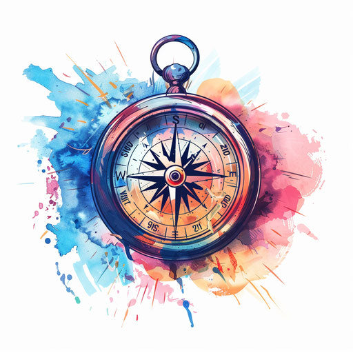 Compass clipart in photo realistic style on flat white background