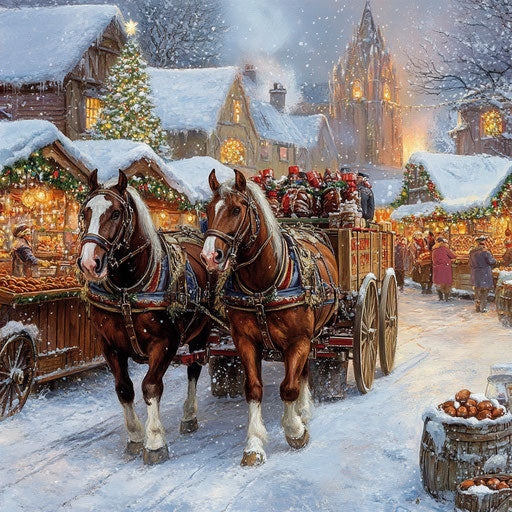 Christmas market: Clydesdales pull beer wagon past cider and chestnut stalls