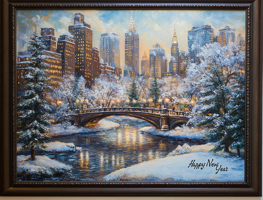 Radiant winter peace - city silhouette reflecting water