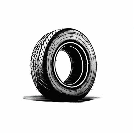 Tire clipart in Minimalist style, on white background