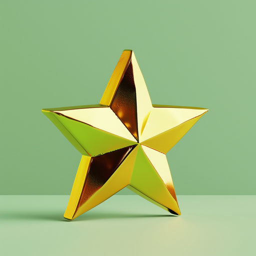 Gold star on chartreuse background, realistic style