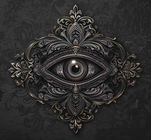 All-seeing eye in elegant pattern, classic tattoo style