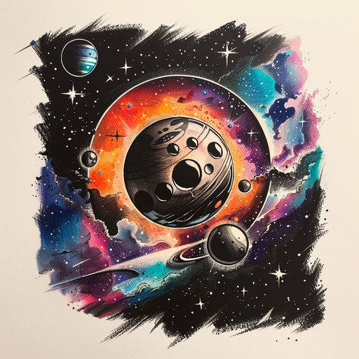 Mystical billiard ball with celestial symbols