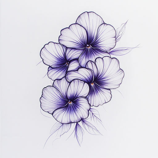 violet flower tattoo sketch in beautiful clipart style flat