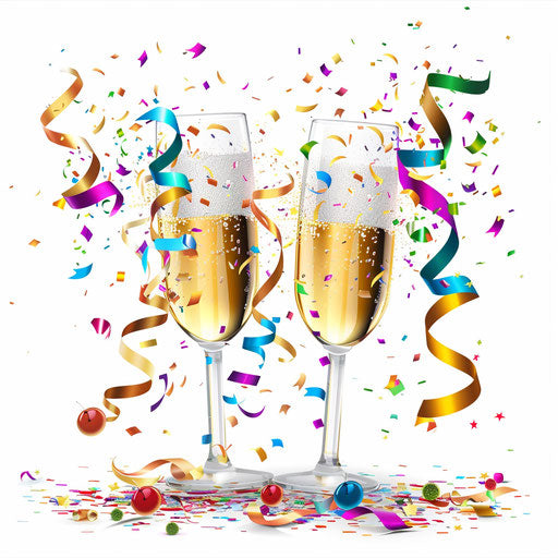 Realistic happy new year clipart on flat white background