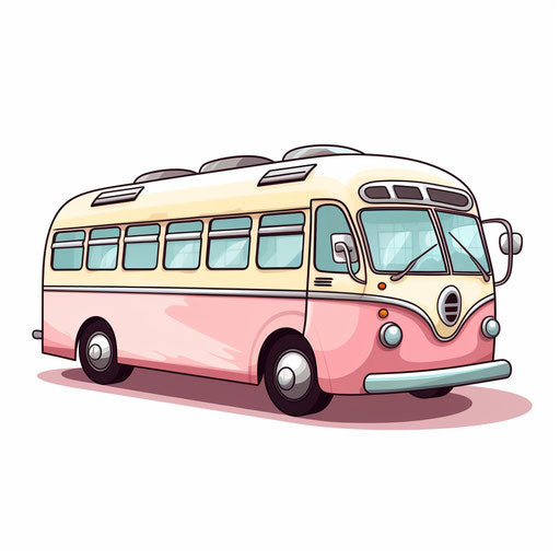 Bus clipart in the style of Pastel Colors Art, on a white background