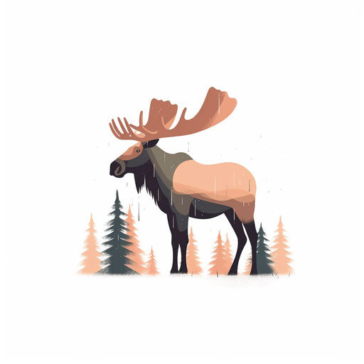 Minimalist moose illustration on white background