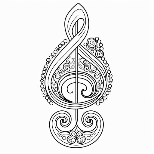 Decorative treble clef with bold patterns