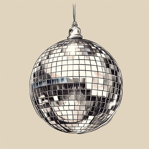 Sketch of retro disco ball tattoo with funky patterns