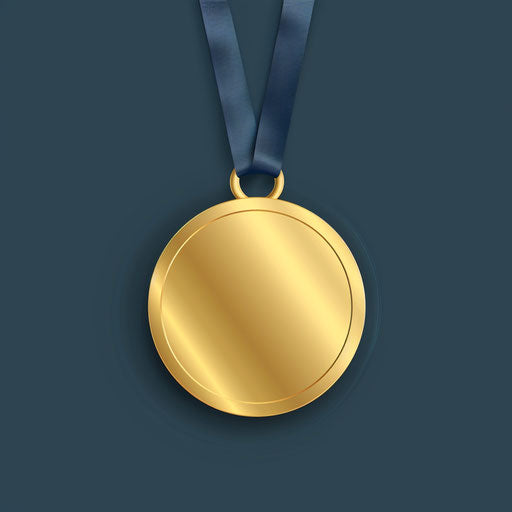 Realistic gold medal on vintage random background