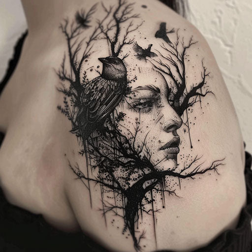 Natural tattoos with dark surrealism