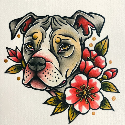 Pitbull tattoo design in traditional American style
