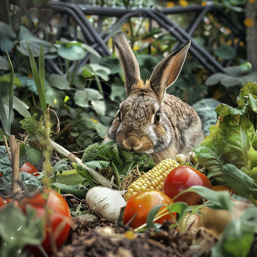 Spring feast of a rabbit in the garden