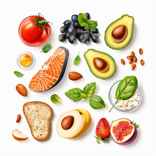 Healthy food clipart with realistic glossy finish