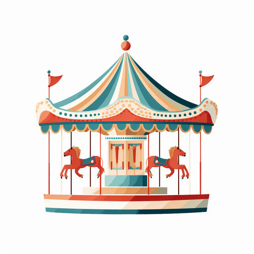 Minimalist-style carousel clipart on white background