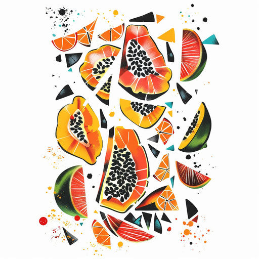 Abstract flat tattoo sketch with jagua fruits