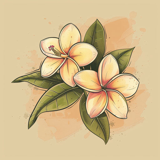 Old-school plumeria tattoo sketch in rustic style