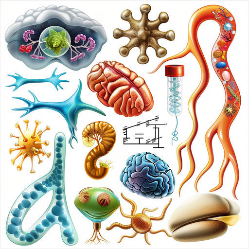 Biology clipart in realistic style, glossy finish