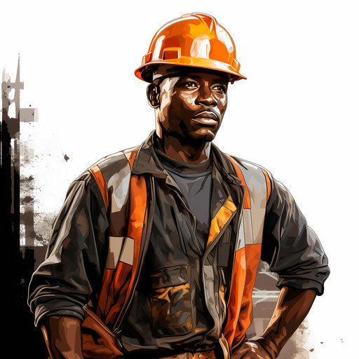 Illustration of worker in the style of Chiaroscuro Art on white background