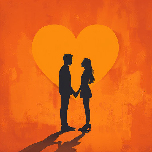 Realistic caring clipart on sunset orange background