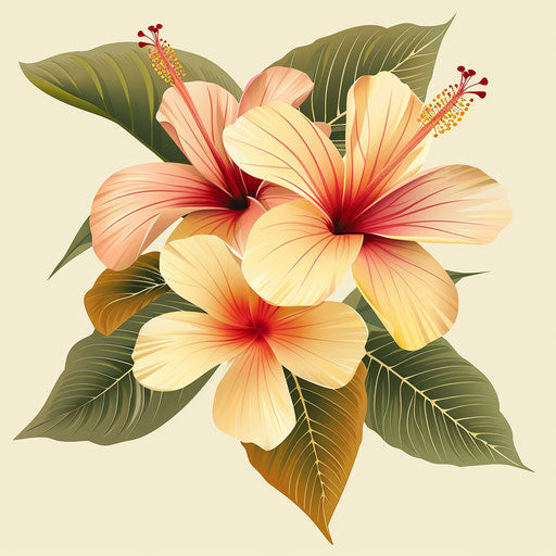Hawaiian flower in realistic style on flat cream background