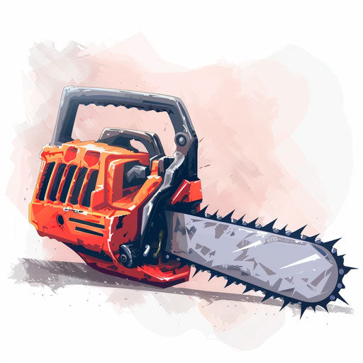 Realistic chainsaw clipart on white background