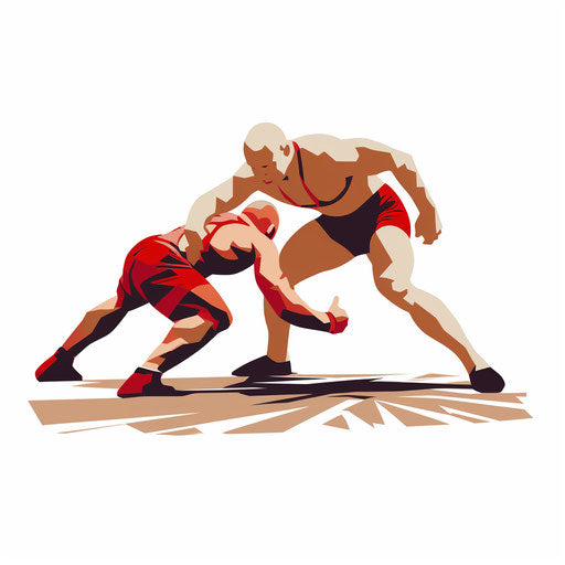 Minimalist wrestling clip art on white background
