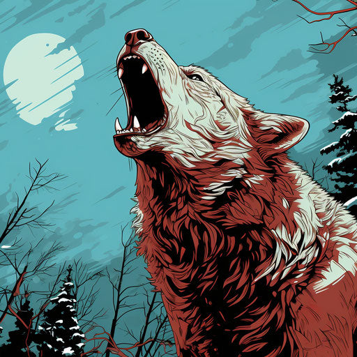 Wolf howling with mouth open vector illustration
